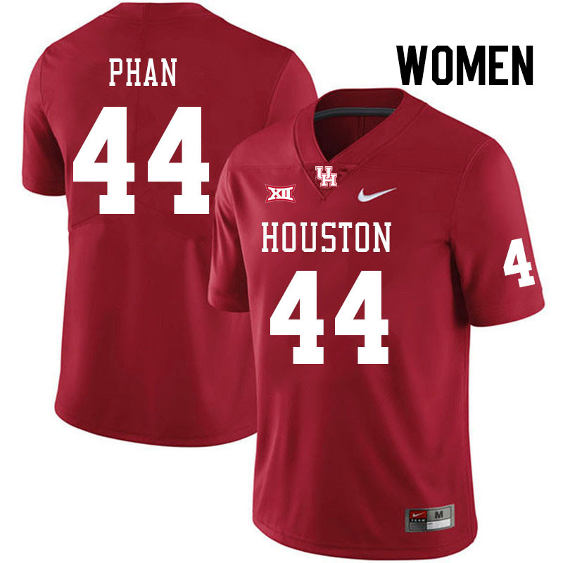 Women #44 Brandon Phan Houston Cougars College Football Jerseys Stitched Sale-Red - Click Image to Close